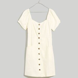 NWT Madewell Linen-Cotton Puff-Sleeve Mini Dress